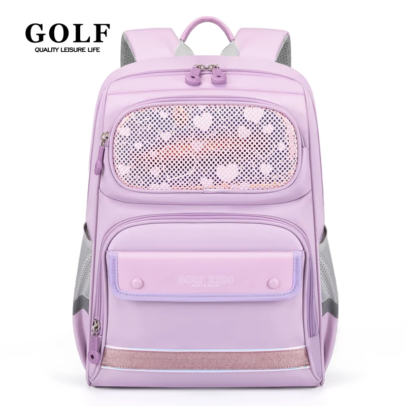 

GOLF Primary Girl School Backpack Purple High Quality Elementary School Bags Kids Backpacks for Boy Book Bags Children Schoolbag