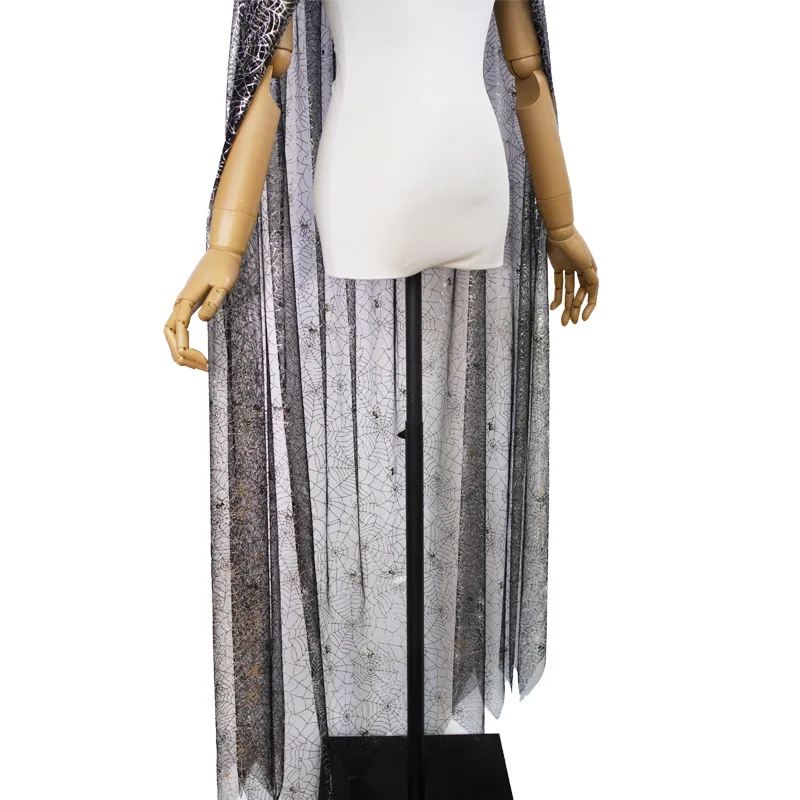 Imagen 6: Capa chal brillante para Halloween Unisex, ropa de fiesta para Cosplay, tela de araña con cordones, disfraz de Cosplay de mago y bruja para mujer