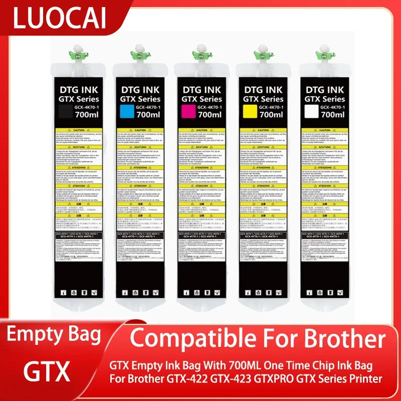 GTX Empty Ink Bag With 700ML One Time Chip Ink Bag For Brother GTX-422 GTX-423 GTXPRO GTX Series Printer