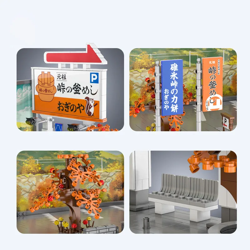 Creative Initial D Anime Building Block Scene Architecture City Street View Car Parking Model Sets Toys Collection With Light