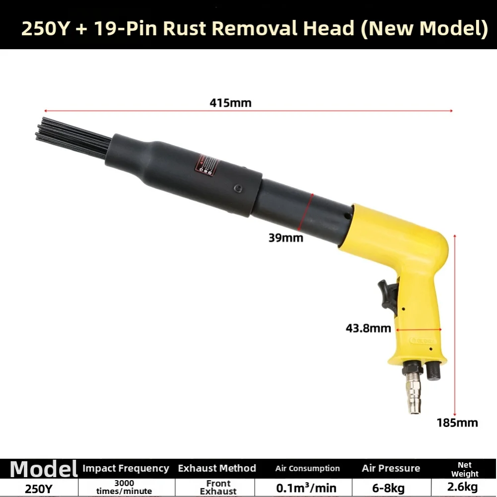 

Powerful Pneumatic Rust Removal Tool: 19 Heavy-Duty Steel Needles For Efficient Air Descaler Needle Tool Kit Fits Air Chisel