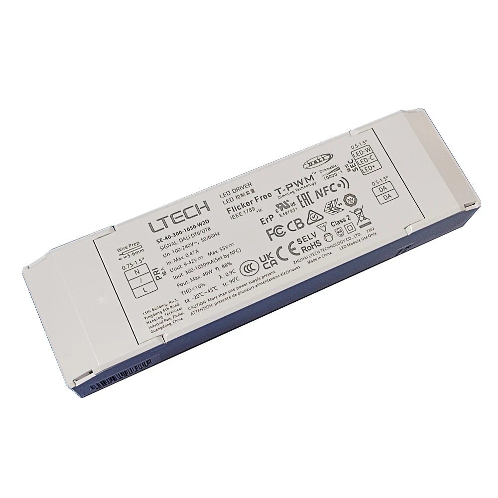 LTECH DALI CC Dimming Driver,100-240V Input 30W 40W 200-800mA 300-1050mA Output NFC DT6/DT8 Tunable White Constant Current