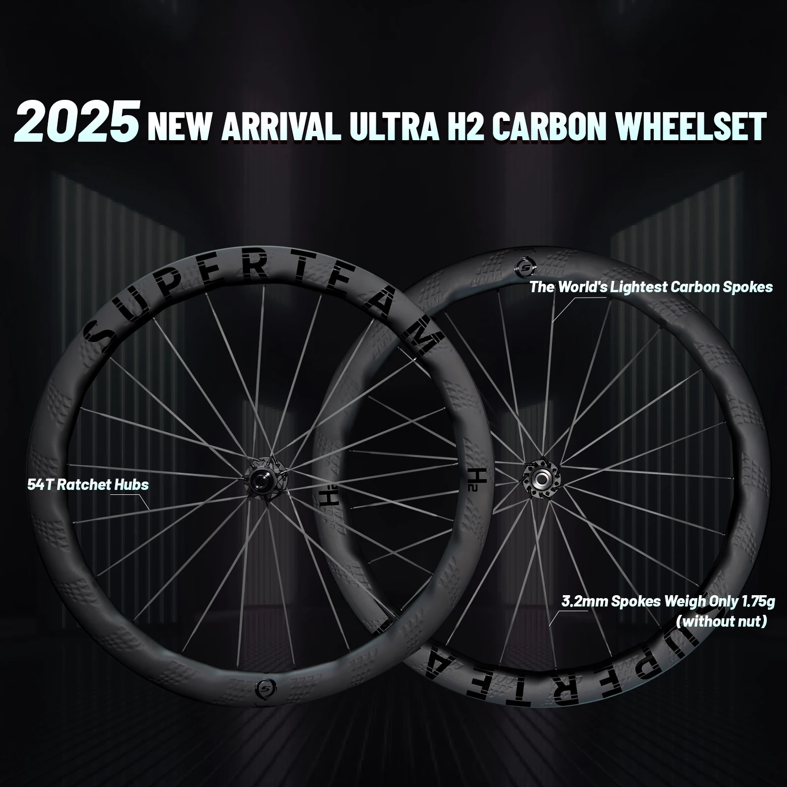 

SUPERTEAM-S-ALL Carbon Ultra D28-50 Disc Brake Wheelset 700C Road Carbon Spoke Racing Wheels