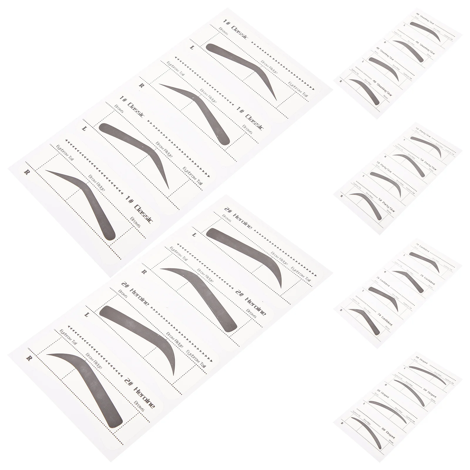 Modèle de maquillage pour sourcils, pochoirs en papier jetables pour façonner les sourcils naturels, outil de beauté à usage rapide, 6 pièces