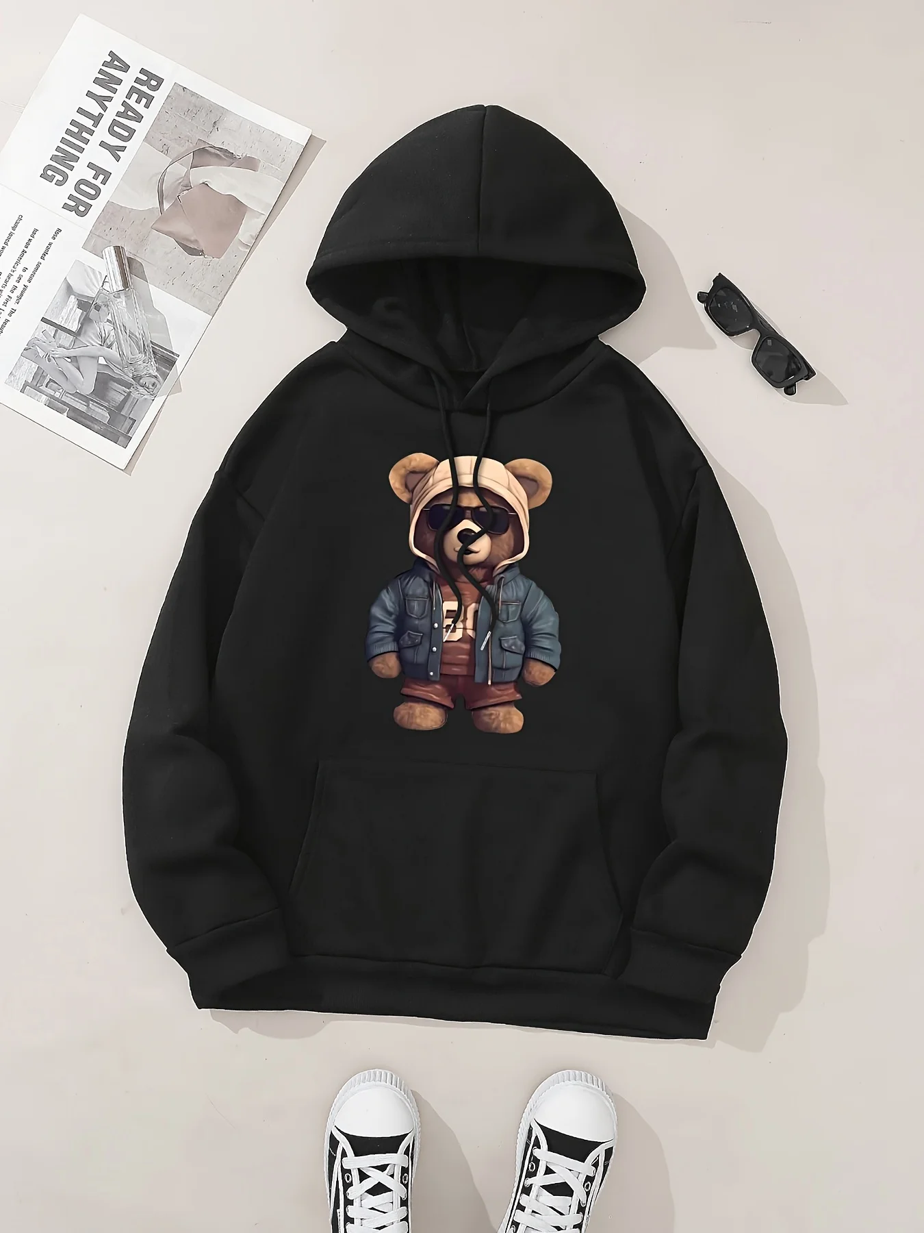 Lässiger Damen-Hoodie mit einem süßen Katzenmuster, Rundhalsausschnitt, langen Ärmeln, ideal für Herbst und Winter, um die Körpertemperatur zu regulieren, normaler Schnitt. – Detail 19