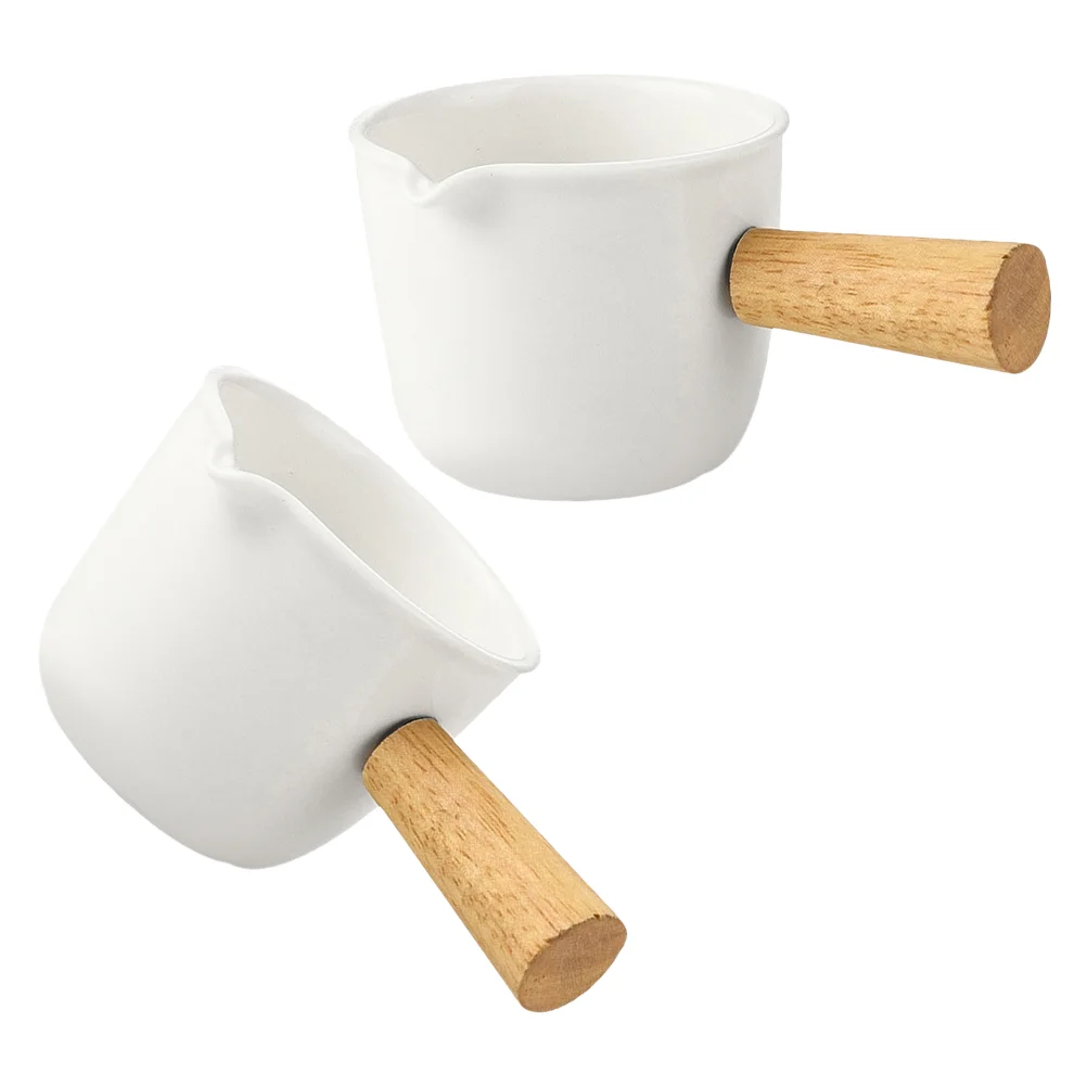 

2 Pcs Milk Jug Coffee Creamer Dispenser Kitchen Water Ladle White Ceramic Pitcher Appliance Mini Small Ceramics Sauce Cup