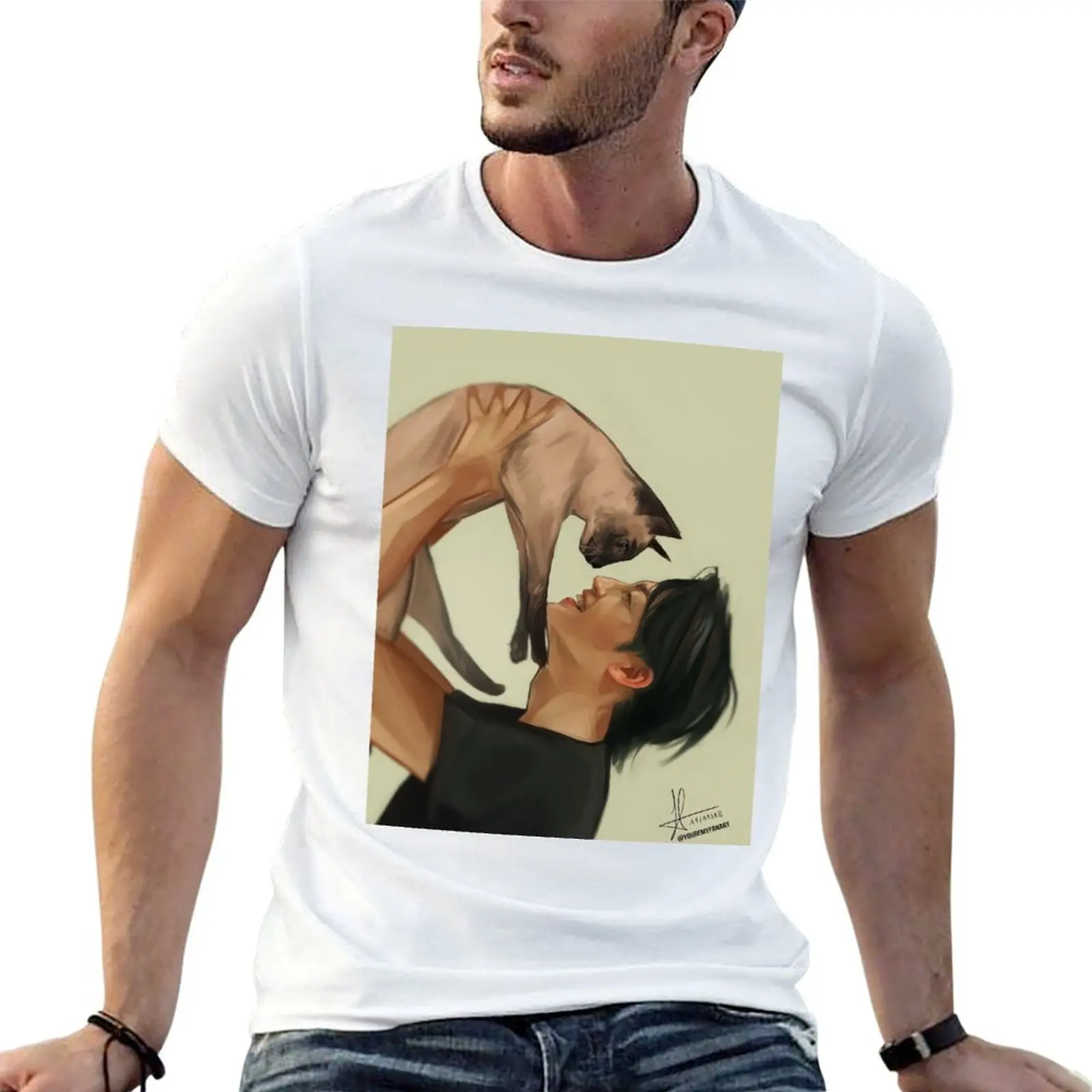 

man cat T-Shirt shirt GOT7 + t t heavy shirt JAEBUM summer man cotton