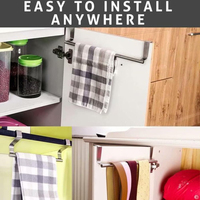 Towel Rack Over Door Cabinet Shelf Rack Stainless Steel Bar Bathroom Kitchen Hanging Holder Home Storage Kitchen Tools