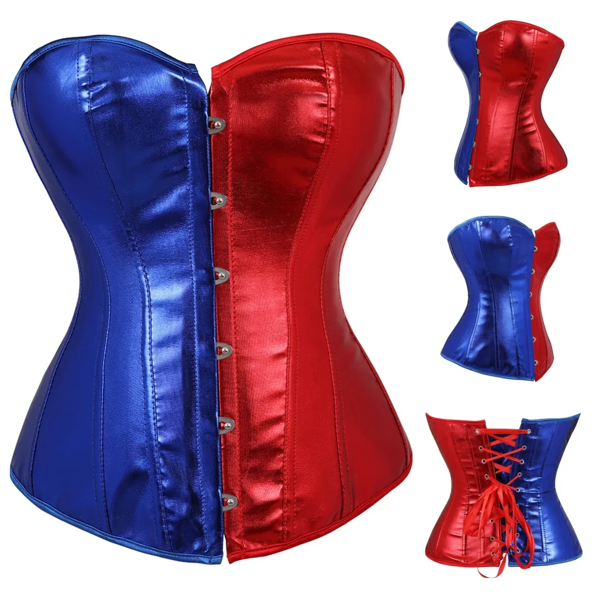 

Women Corsets Burlesque Corset Steampunk Gothic Bustier Sexy Pirate Bustiers Korsett Red Blue Corsage Halloween Cosplay Costumes