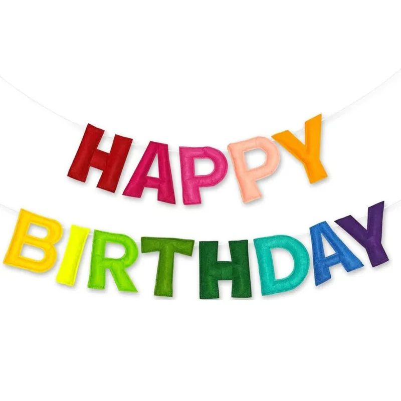 [لافتة عيد ميلاد ملونة] لافتة عيد ميلاد سعيد ملونة بألوان قوس قزح - إكليل من القماش مسبقًا