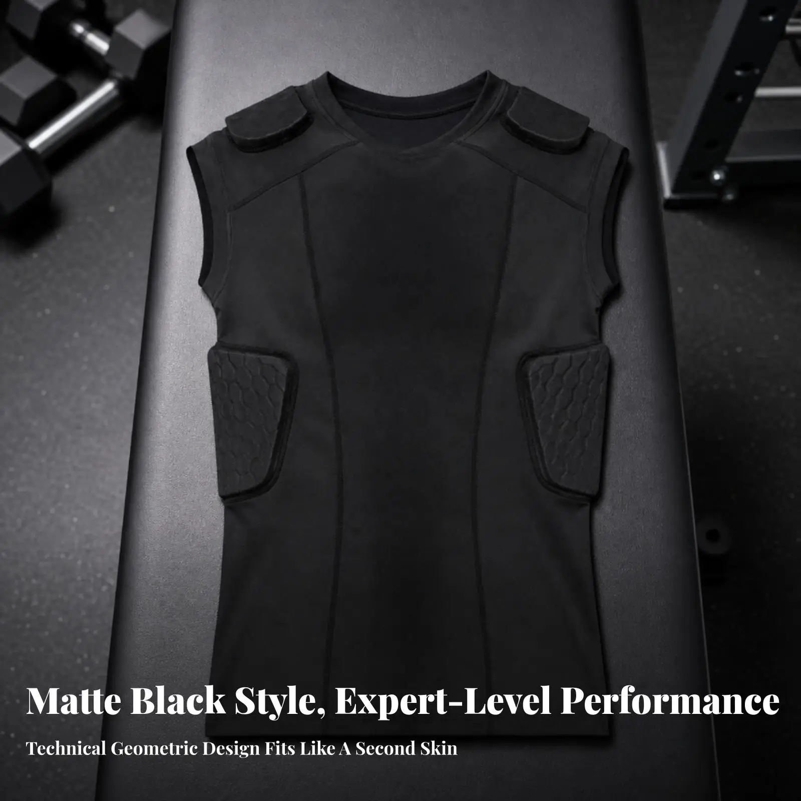 Men Basketball Compression Vest with Side Impact Inserts for Collision Sports and High Intensity Workouts