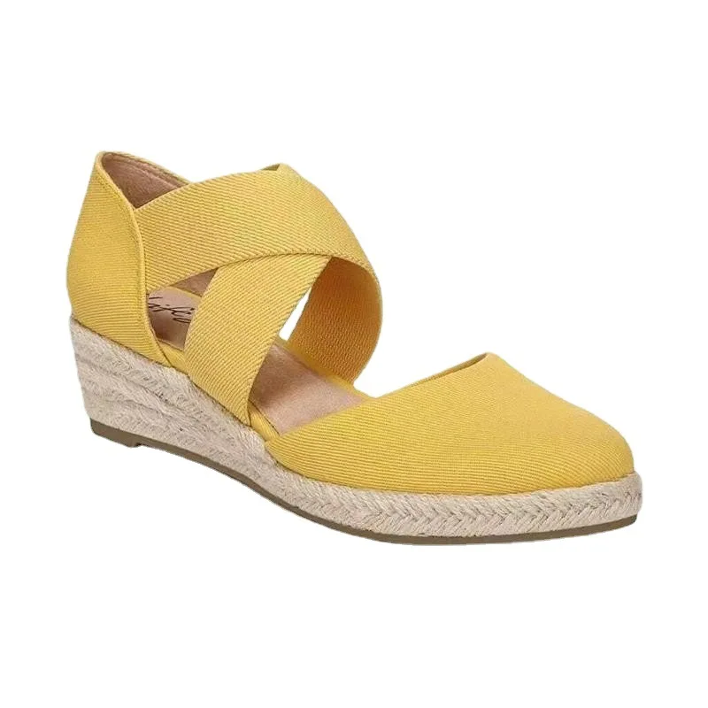 2024 Women Sandals  Wedge Solid Color Slip On Ladies Shoes Summer Fashion Casual Outdoor Comfy Female Footwear