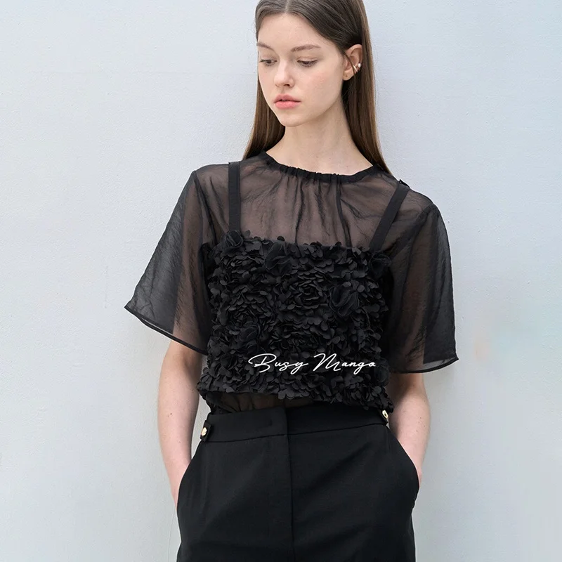 

Универсальная майка Sweet Commute + накидка Me, комплект из двух предметов, детали на пуговицах, асимметричный корейский Sle ort Sve irt