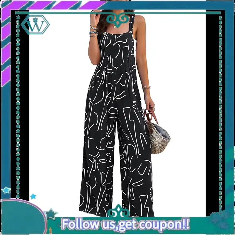 

A09P женские летние повседневные комбинезоны в стиле бохо, широкие комбинезоны, мешковатые комбинезоны с цветочным принтом и карманами