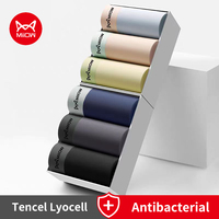 MIIOW 3Pcs Tencel Lyocell Men Boxer Shorts Underwear Antibacterial Boxers Cueca Male Panties Breathable Men Underpants Lingeries