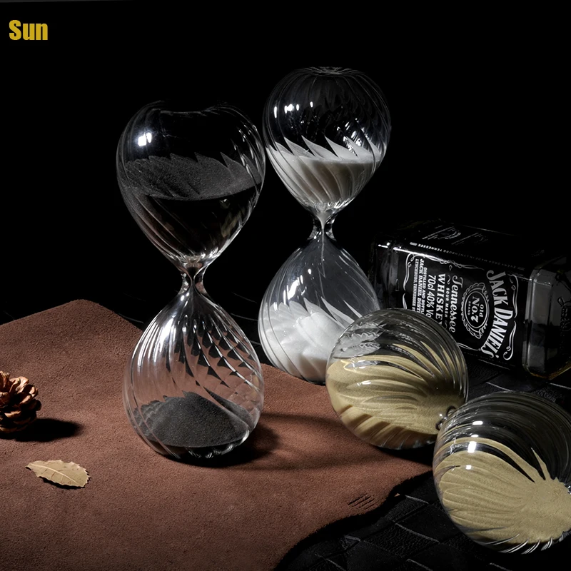 30 Minutes Moire Ripple Hourglass Sand Timer Home Coffee Shop Decoration Adornment White Black Gold Birthday Student Gift