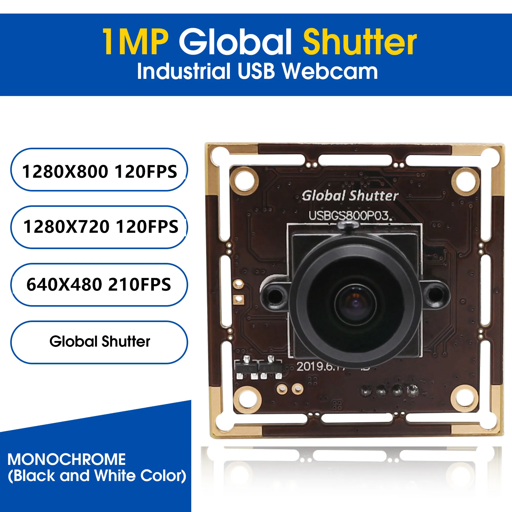 ELP 720P 120FPS 210FPS Global Shutter USB Camera Module Monochrome 
