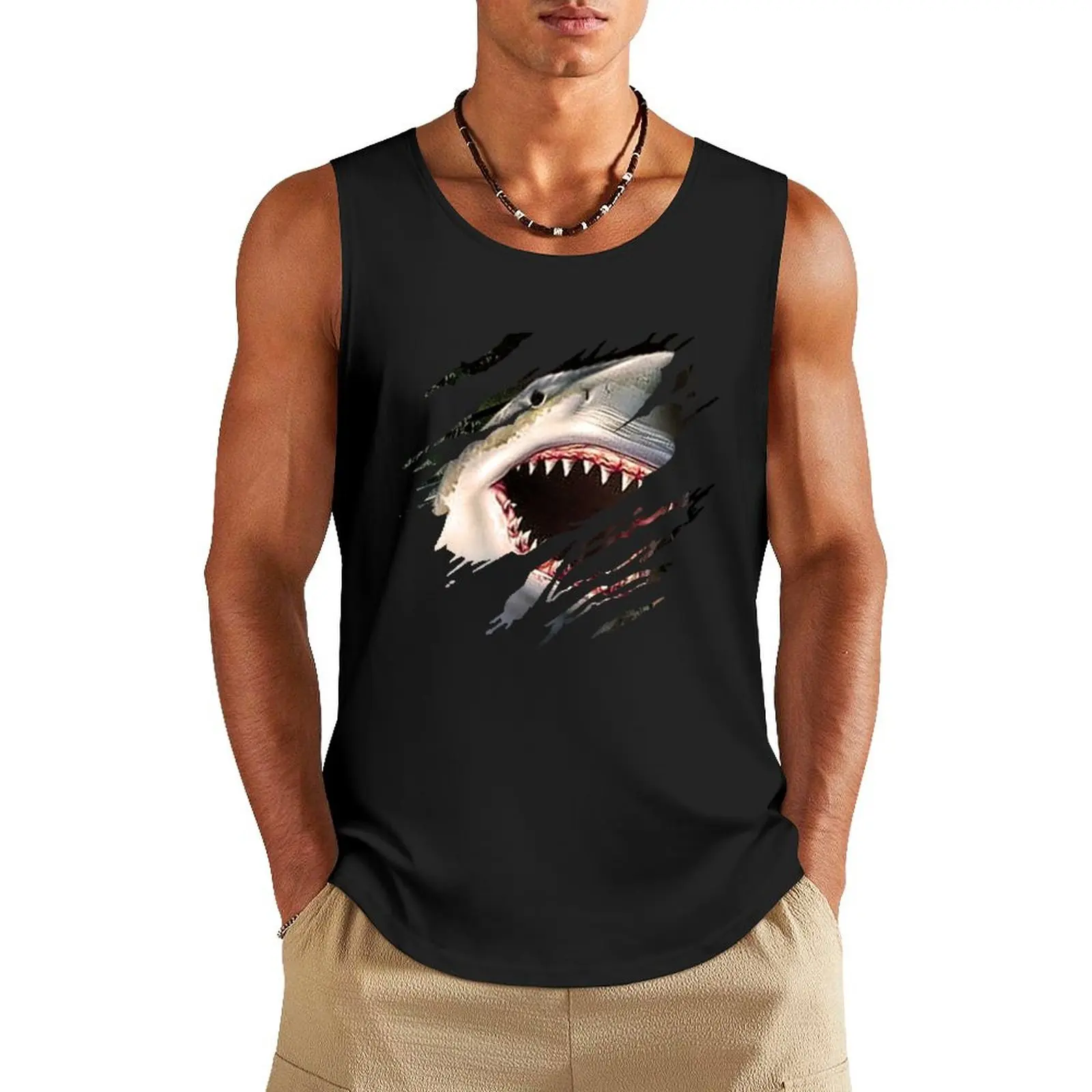 

Shark Ripping Through! Tank Top Short sleeve Top summer