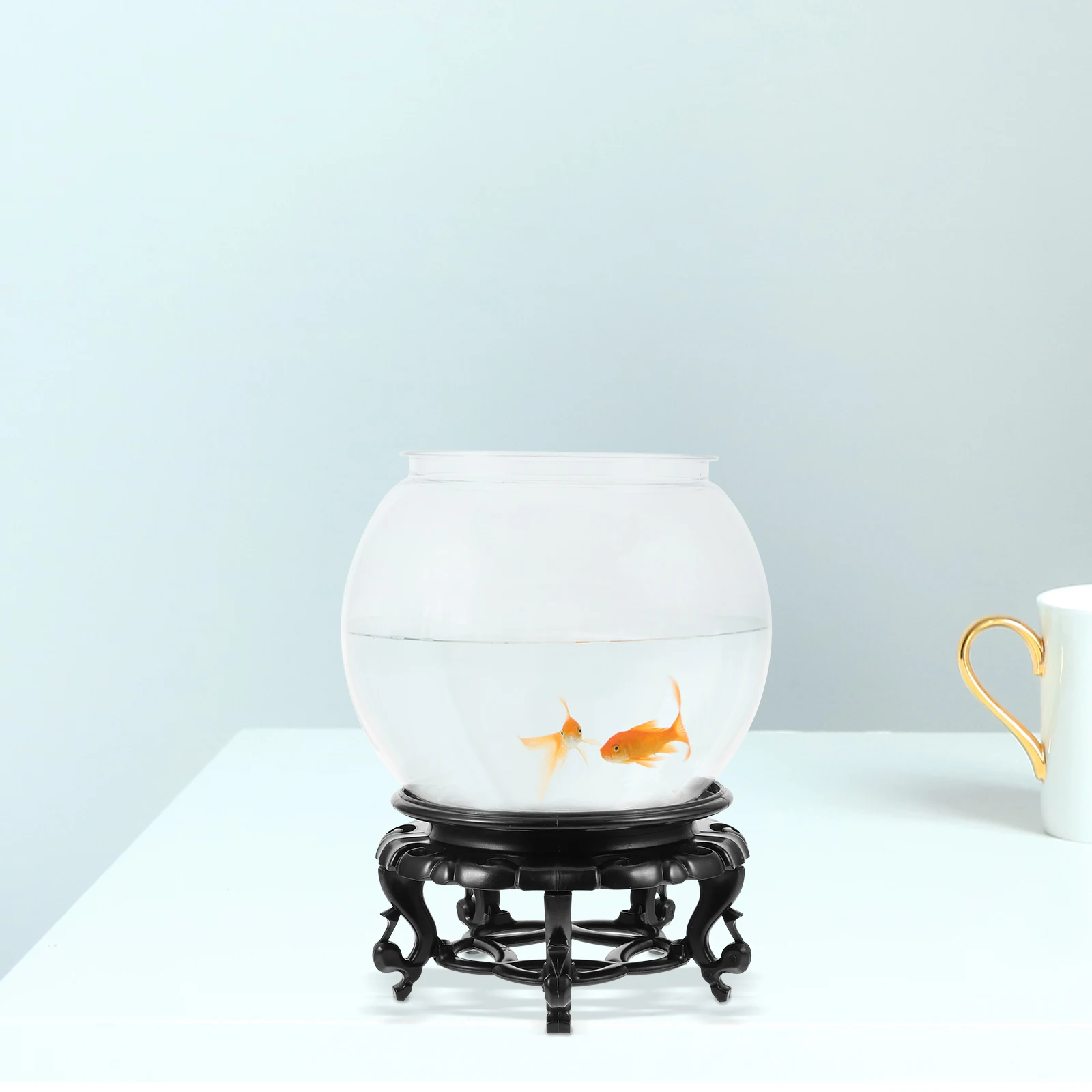 

1 set Round Transparent Plastic Bowl 8Cm Desktop Small Fish Tank For Home Office Decor Clear Aquarium Portable Goldfish Keeper