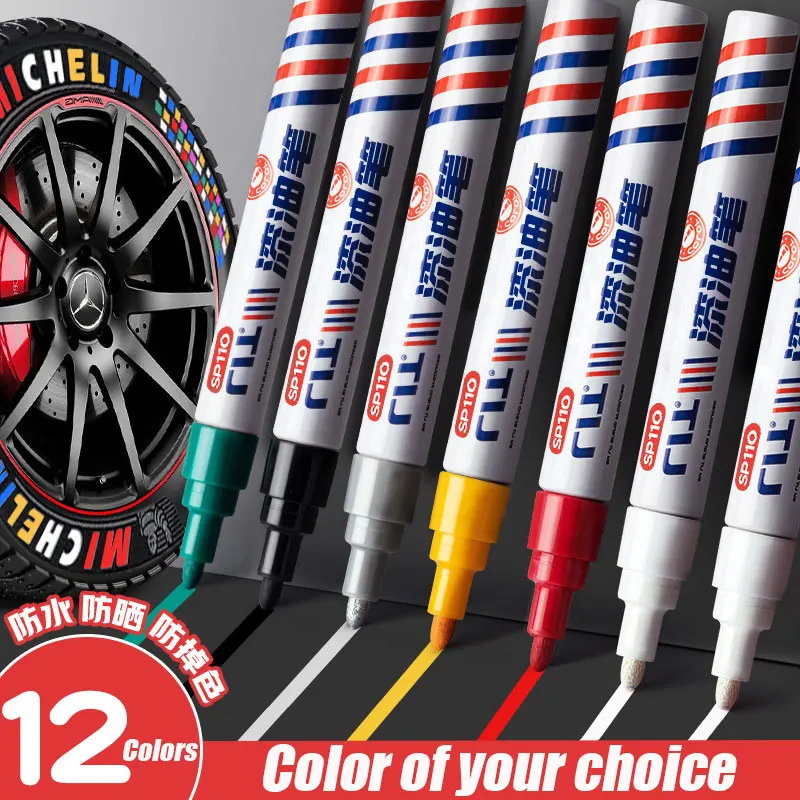 【セール中】自動車塗料 車の傷修理ペン DIY タイヤトレッド 防水 速乾性 カラーメタルペイントペン マーカー 油性マーカーセット