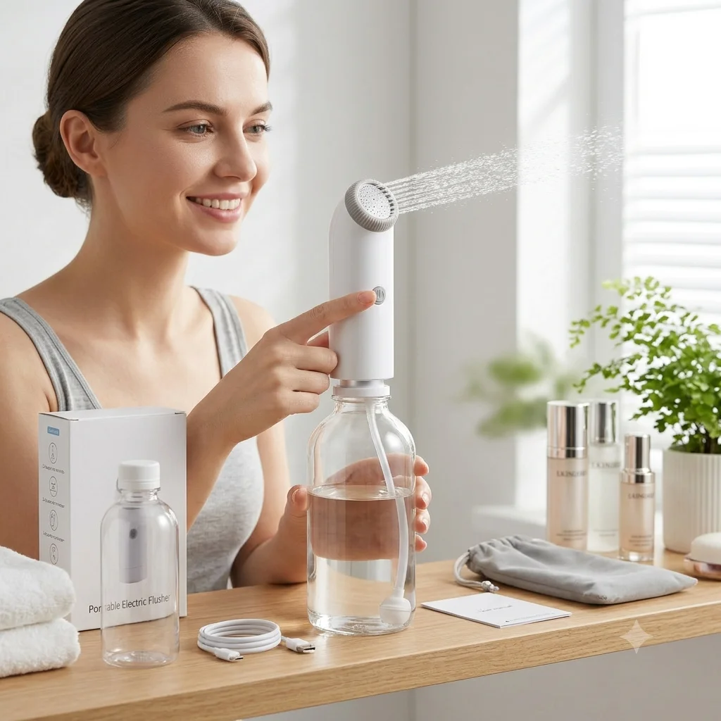 Portable Travel Bidet with Water Absorbing Ball, 360° Full Usage Electric Handheld Bidet Sprayer, Rechargeable,Dual Modes Washer