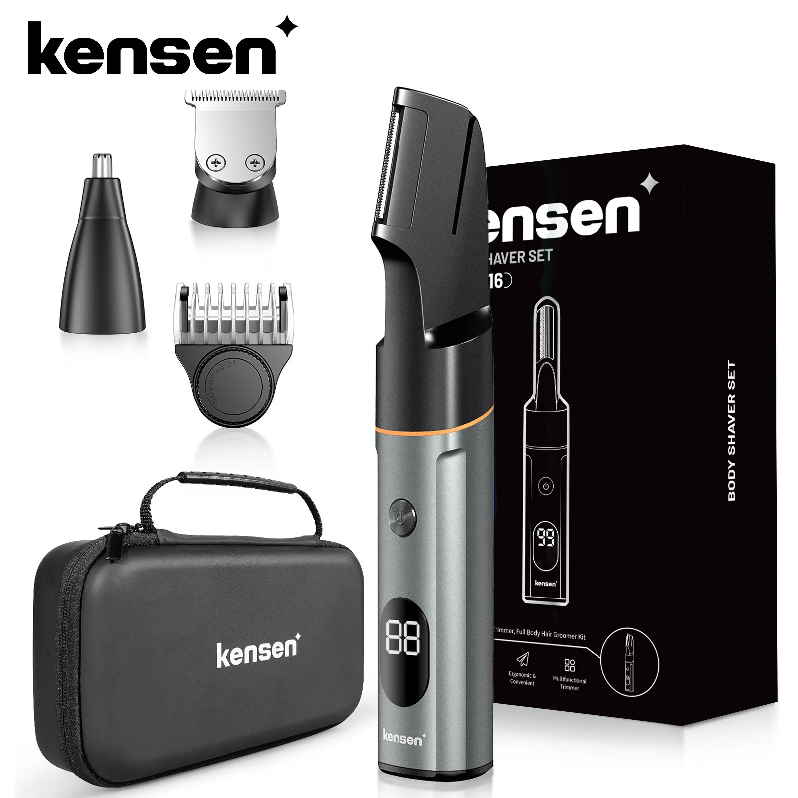kensen-3-in-1-ボディヘアトリマーキット男性用陰毛シェーバー鼻ひげトリマー-ipx6-防水電気シェーバーバリカン