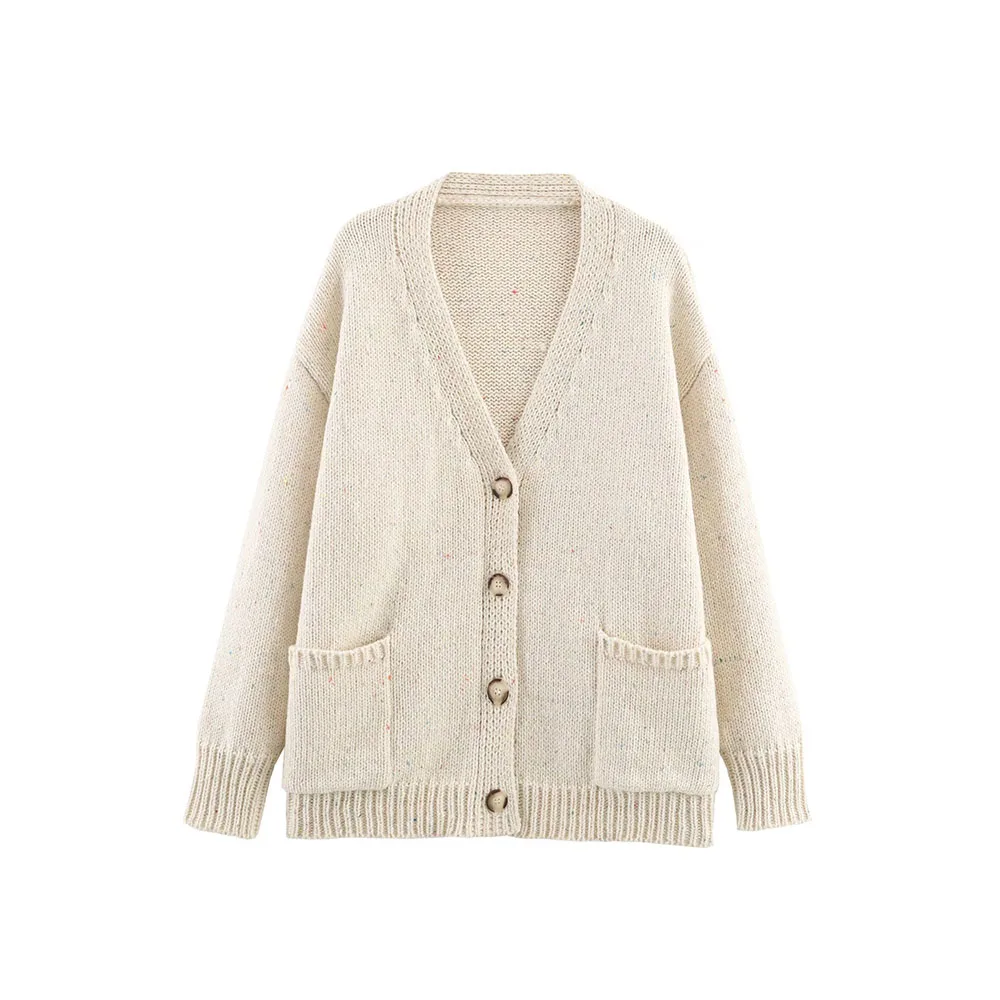

Autumn new women's clothing European and American style fashionable small dot knitted loose jacket