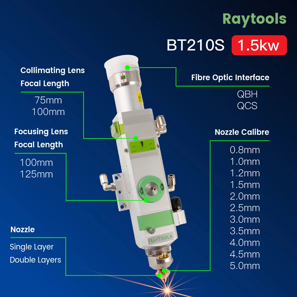 Raytools BT210S Fiber Laser Cutting Head CL100 FL125 F150 1500w Empower Manual Focus for Metal Cutting Machine