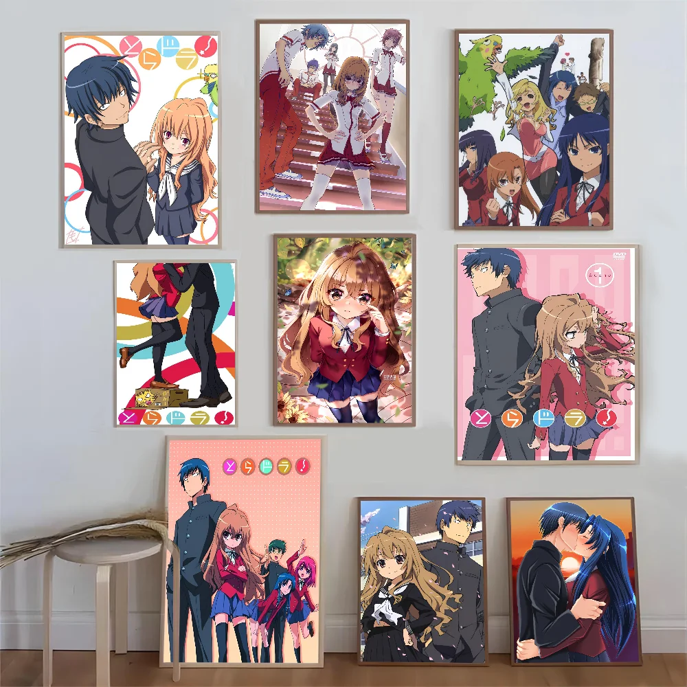 Toradora! Aisaka Taiga Anime Self-adhesive Art Poster Decoracion Painting Wall Art White Kraft Paper Home Decor