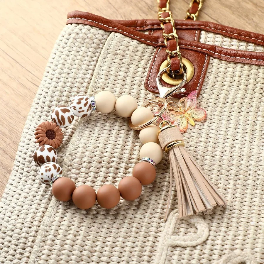 لطيف سيليكون مطرز المفاتيح مفتاح سلسلة حامل لمفاتيح السيارة النساء GirlDaisy سيليكون مفتاح السوار الراتنج فراشة