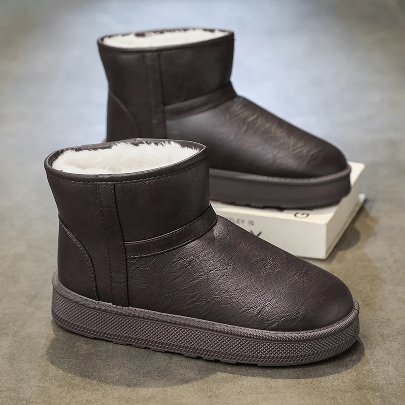 

Trendy Warm Brown Men Snow Boots Thick Bottom Winter Essential Comfortable Rubber Upgraded Fashionable Cold Proof Boots