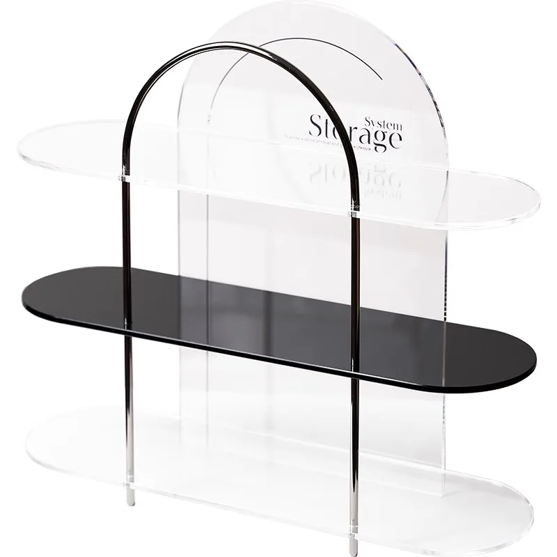 

Simple black metal acrylic storage rack, perfume rack, bedroom water cup, cosmetics figure display cabinet