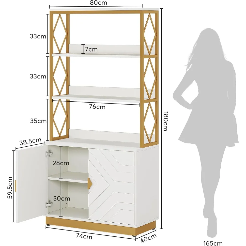 Estantería Etagere de 70,9 pulgadas de alto, Juego de 2 estantes de libros abiertos modernos con marco de Metal para sala de estar y dormitorio