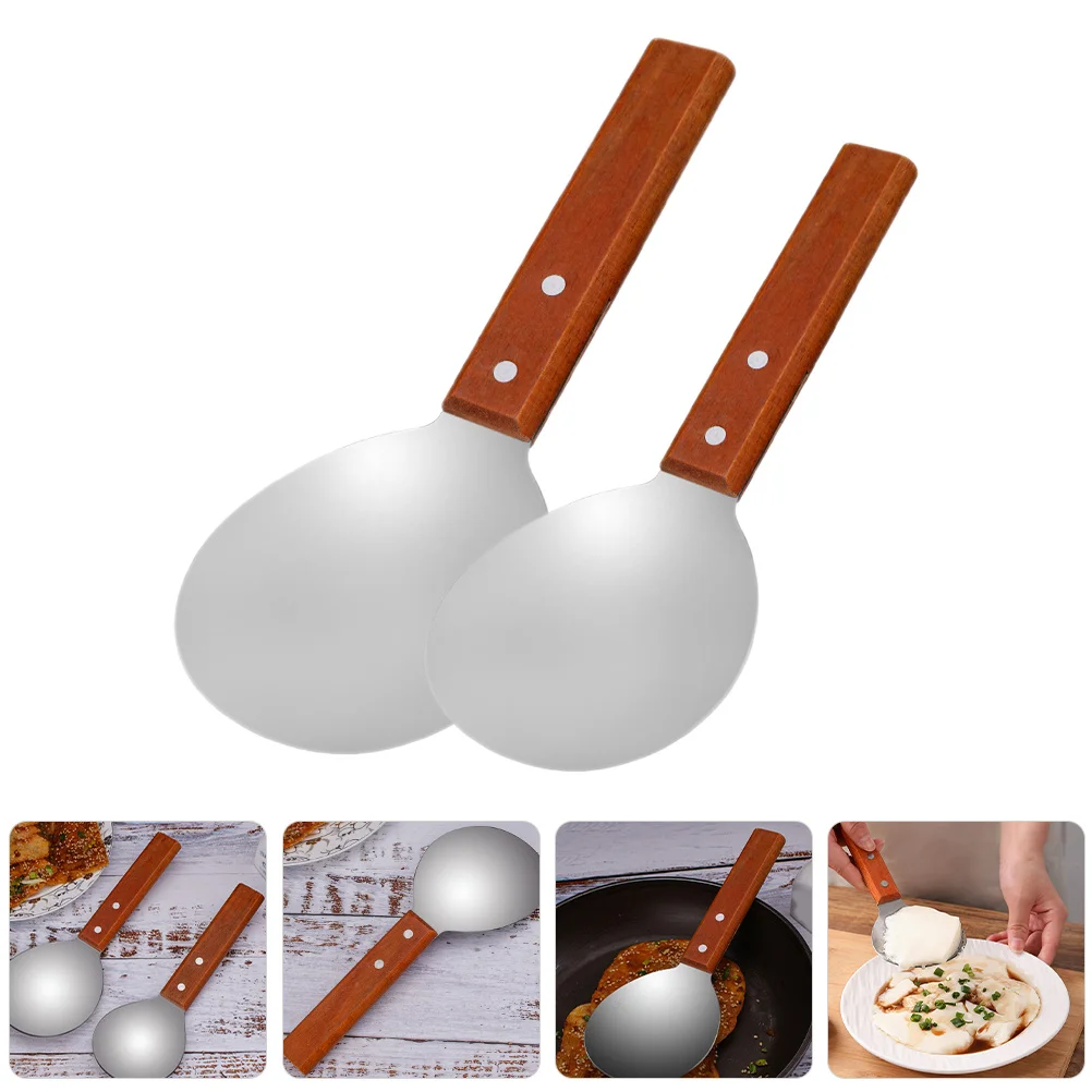 

1Set Wood and Stainless Steel Rice Serving Spoon Ergonomic Handle Multi-Function Cooking Scoop Tofu Ice Cream Kitchen Utensil