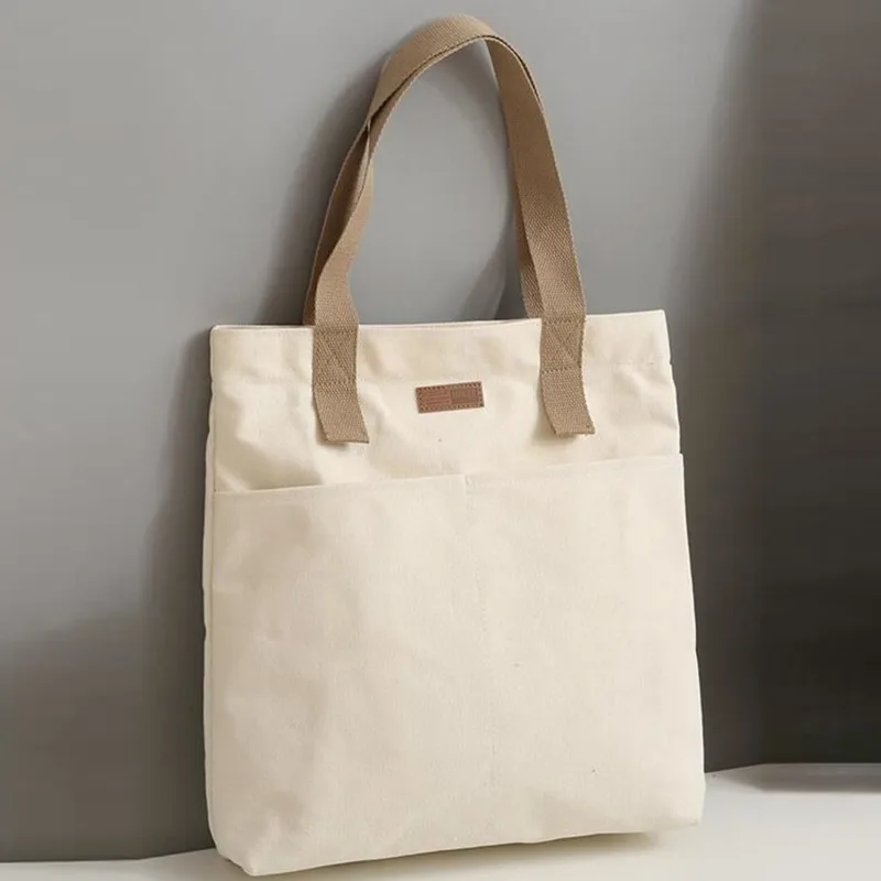 Borsa tote da donna in tela con filo da cucito, borsa a senso avanzato di grande capacità, comoda e pratica borsa da pendolare da donna