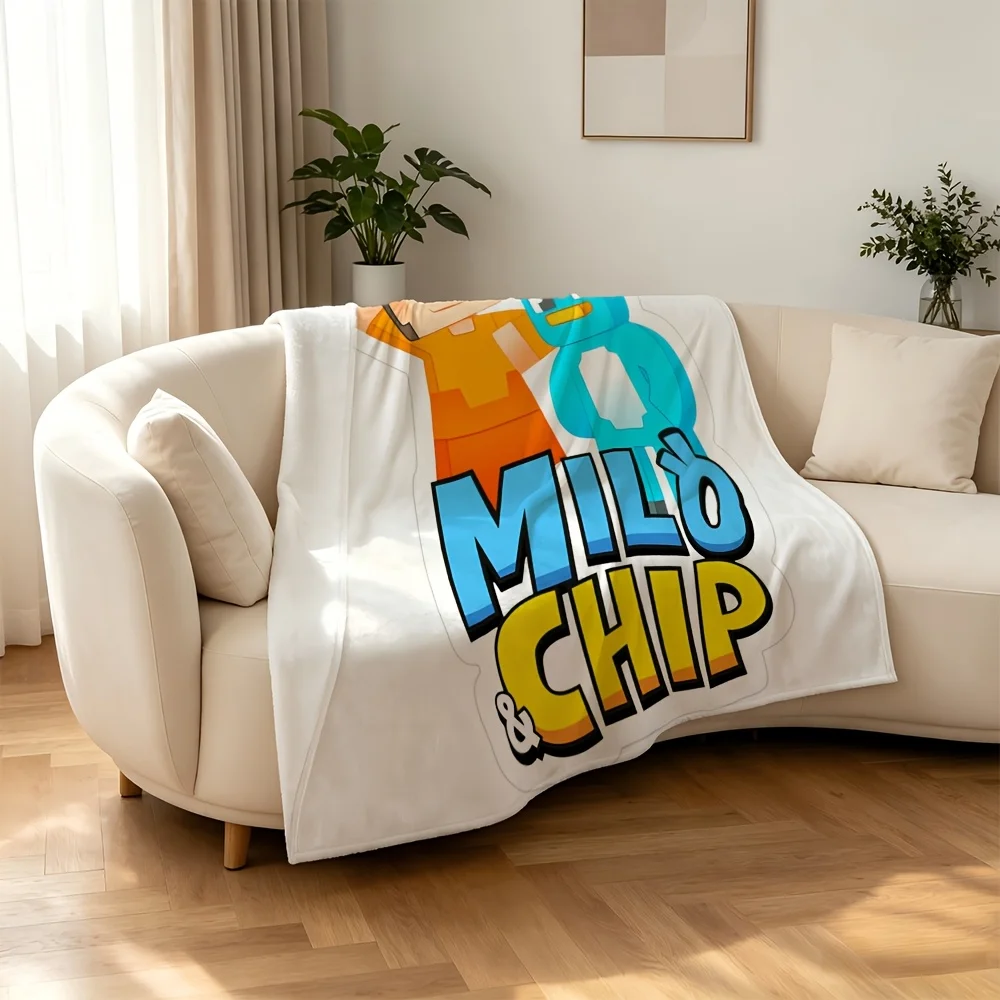 Cute Milo and Chip Characters Throw Blanket Tapestry Wall Decor for Kids Room Nursery Baby Gift Cozy Cartoon Pop Art Bed Blanket