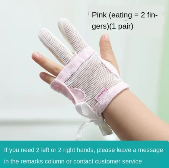 Prevent Hand Sucking Gadgets Middle Index Finger Children Stop Eating Finger Corrector Breathable Thin Anti-Scratch Face Glove