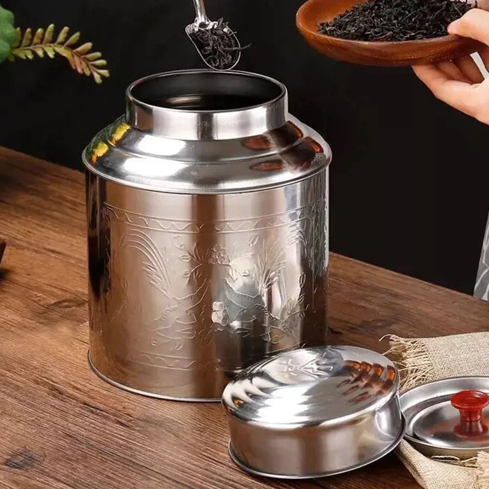 Tea Canister Storage Tin Jar Coffee Container Sugarmetal Loose Steel Containers Stainless Leaf Kitchen Canlid Sealed Airtight