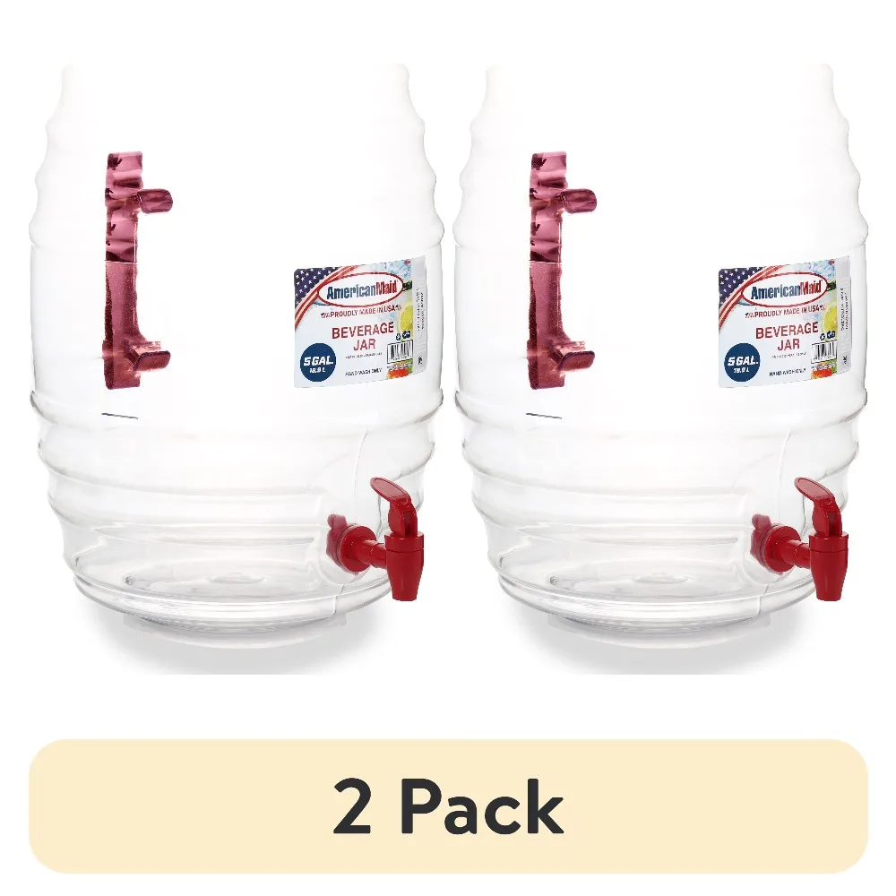 

Набор из 2-х красных кувшинов-диспенсеров для напитков объемом 5 галлонов, для вечеринок, кемпинга на открытом воздухе, без BPA