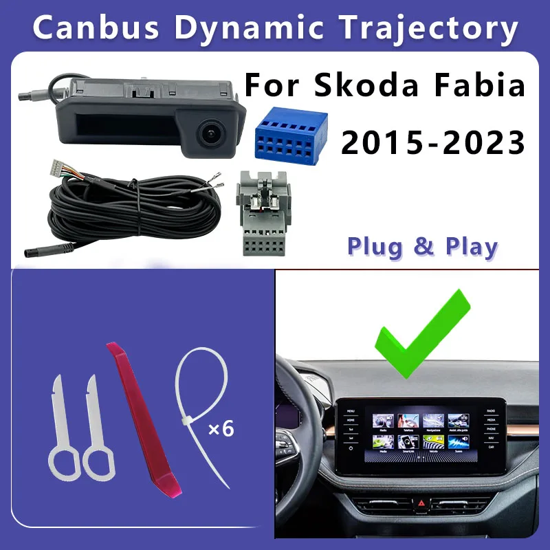 ITOPCAM Rear Reverse Backup Camera for Skoda Fabia III IV 2015 - 2024 OEM Radio With Canbus Dynamic Trajectory Plug and Play