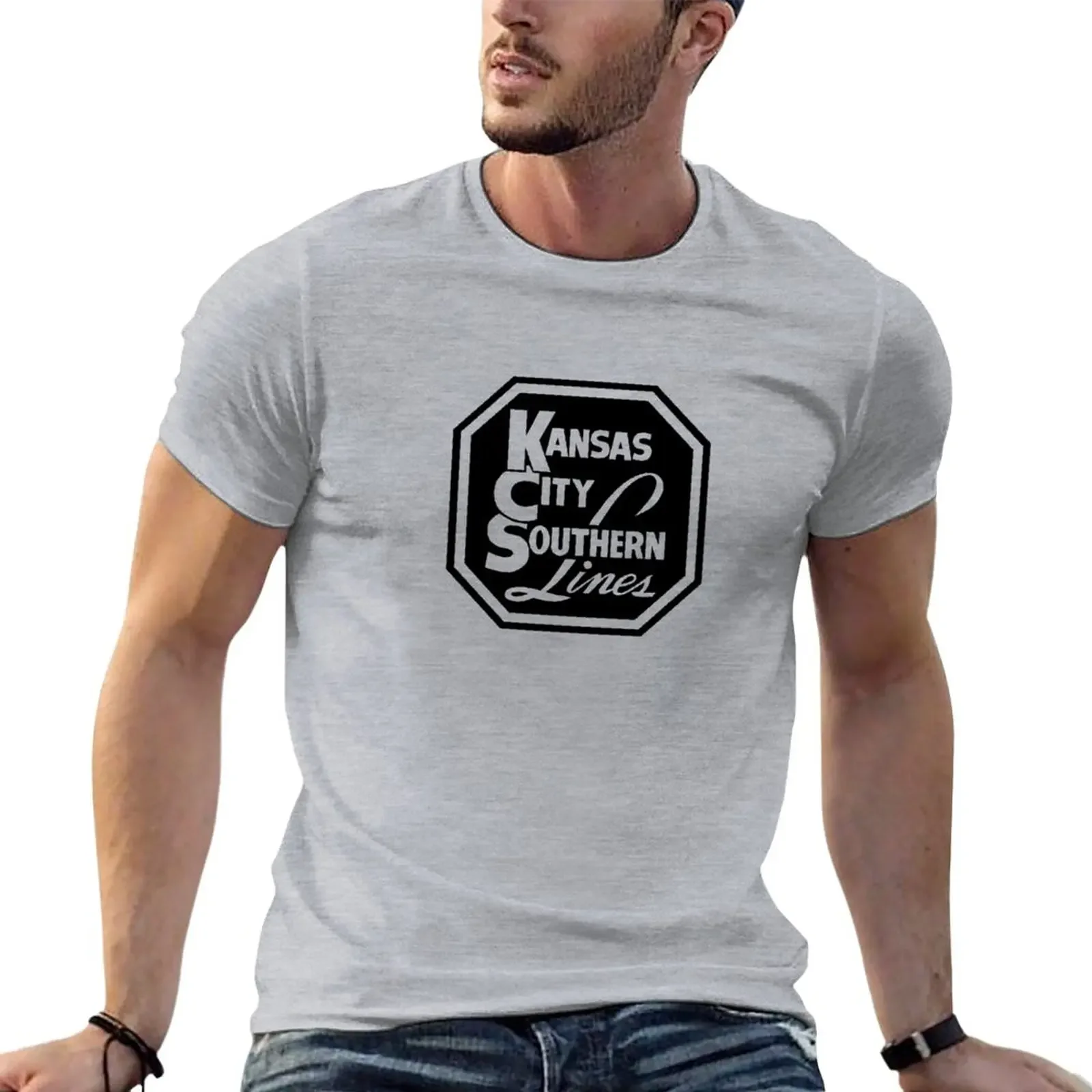 kansas city southern railway logo in black T-Shirt customs design your own vintage clothes fruit of the loom mens t shirts