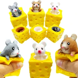 Cute Cartoon Sensory Fidget Toy para crianças, Cheese Mouse Cup, Squeeze Toys, Belinching, Presente para amigo