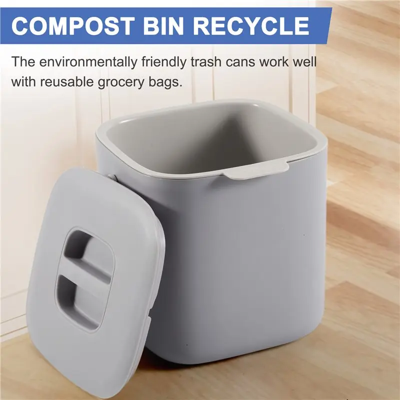 Plastic Kitchen Food Waste Trash Can Compost With Drainer Rubbish Container Organizer Accessories Tools Eco-Friendly
