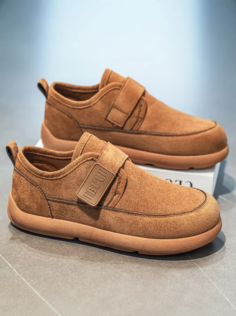 Men's Casual Sport Shoes 2026 Autumn New Style Magic Tape Birkenshoes Trendy All-Match Anti-Slip Kangaroo Shoes Breathable