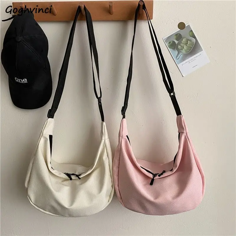 Large Capacity Messenger Bags Women Preppy Style Casual Shoulder Crossbody Canvas Bag Lightweight All-match Sac A Mains Femme