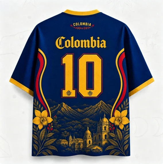 Colombian Summer Football Jersey Fan Print, Breathable And Lightweight, Suitable For Sports On The Field