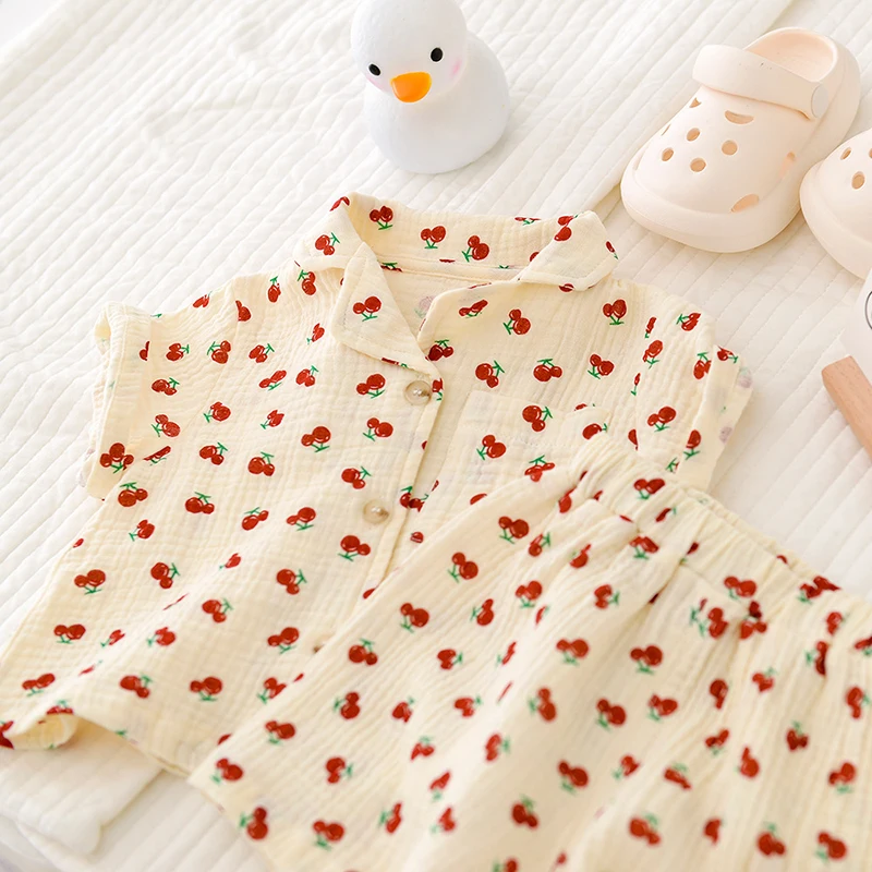 MILANCEL Summer Baby Pajama Set Cute Style Baby Home Wear Linen Sleep Wear Baby Boys Pyjama