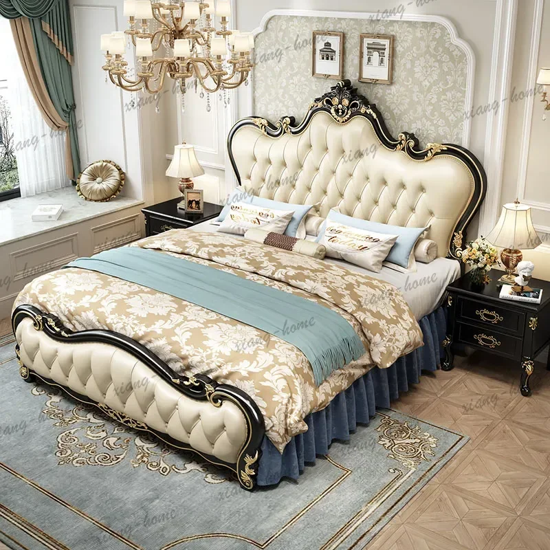 PG Modern Luxury Bed European Beauty Full Girls Frame Wooden Design Bed Princess Safe Letto Matrimoniale Lounge Suite Furniture