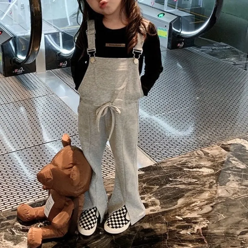 Fashion Baby Girl Cotton Suspender Flared Pant Toddler Child Strap Trousers Kid Overalls Summer Spring Autumn Baby Clothes 2-6Y