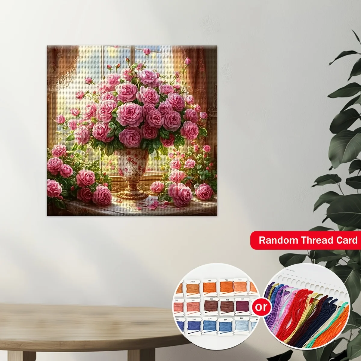 Vollstickerei mit Öko-Baumwollfaden, 11CT, bedruckt mit dem Motiv „Die Blumenfamilie“, Kreuzstich-Set, Kunst 40x40cm – Detail 3